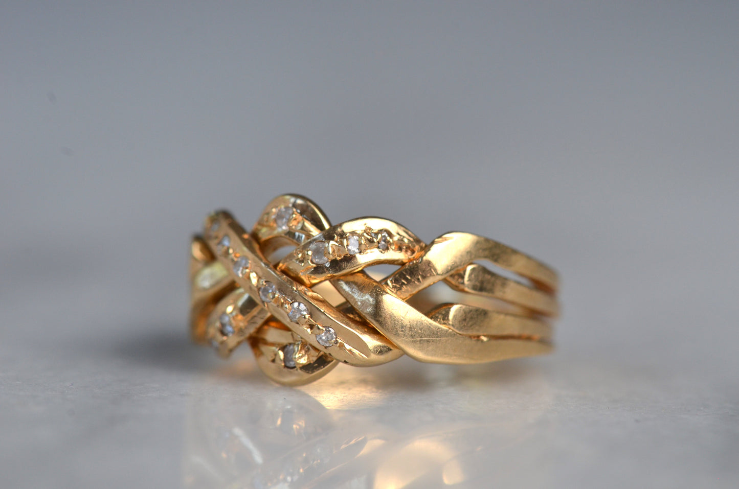 Diamond Studded Vintage Puzzle Ring