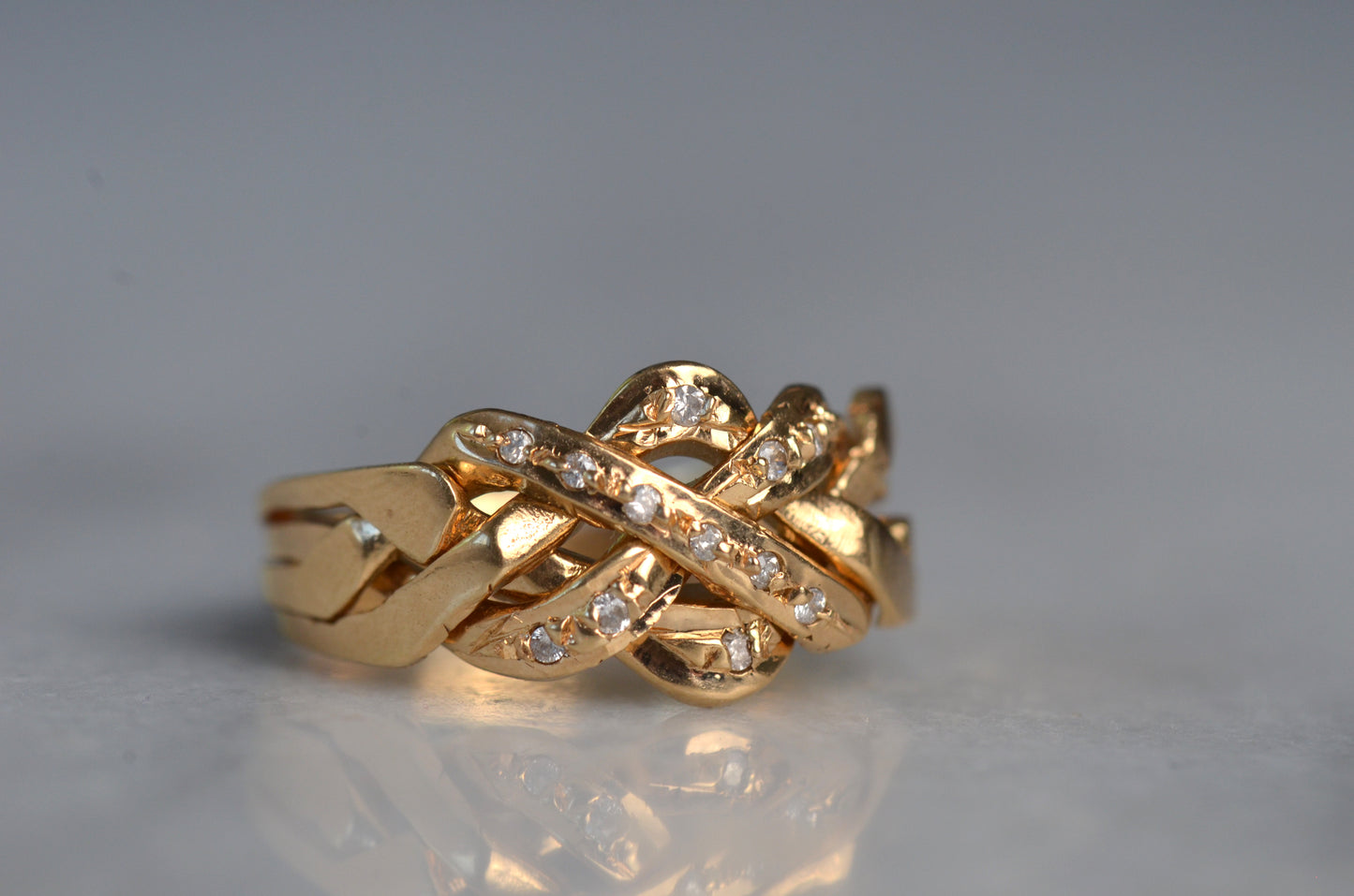 Diamond Studded Vintage Puzzle Ring