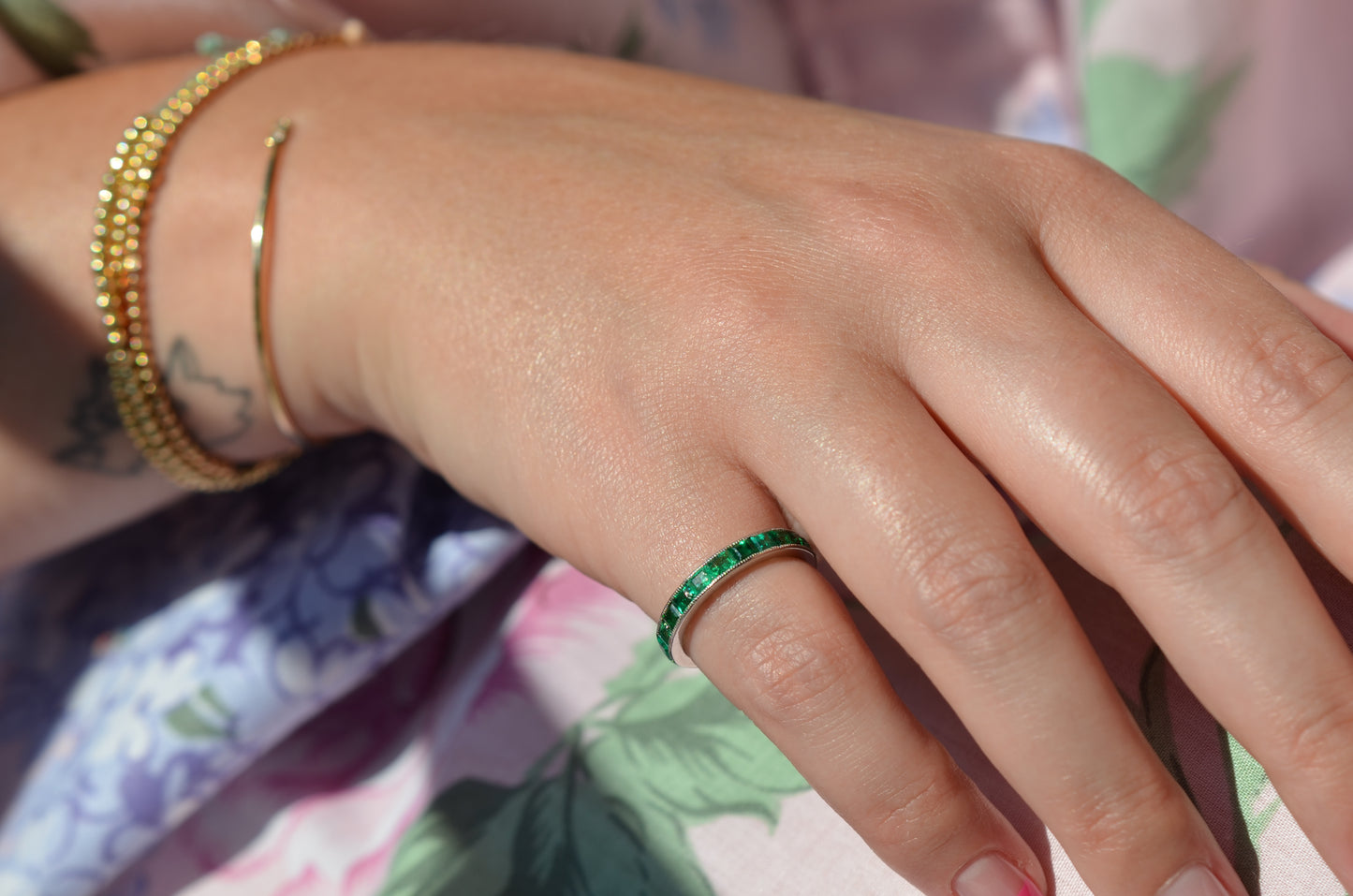 Verdant Vintage Emerald Eternity Ring