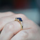 Electric Blue Vintage Sapphire Trilogy Ring