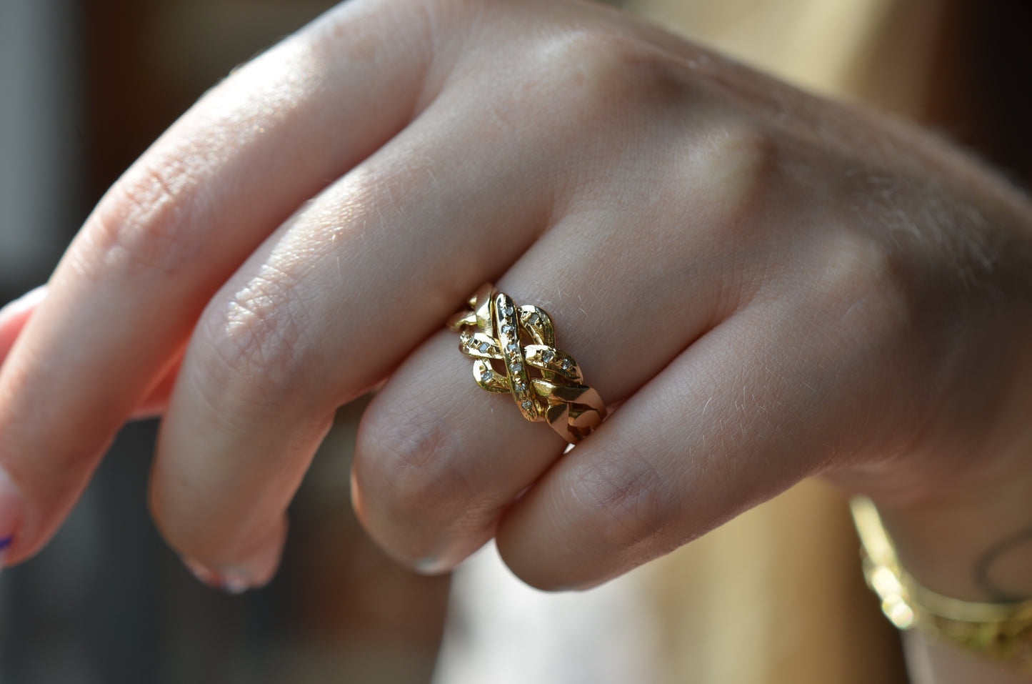 Diamond Studded Vintage Puzzle Ring