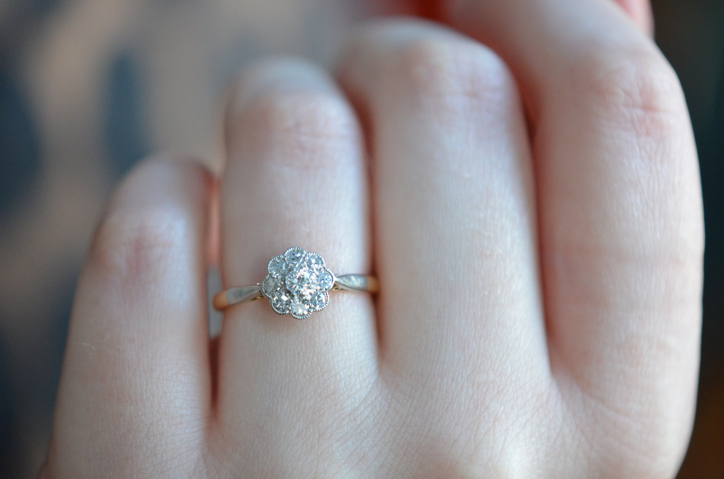 Charismatic Vintage Diamond Daisy Ring