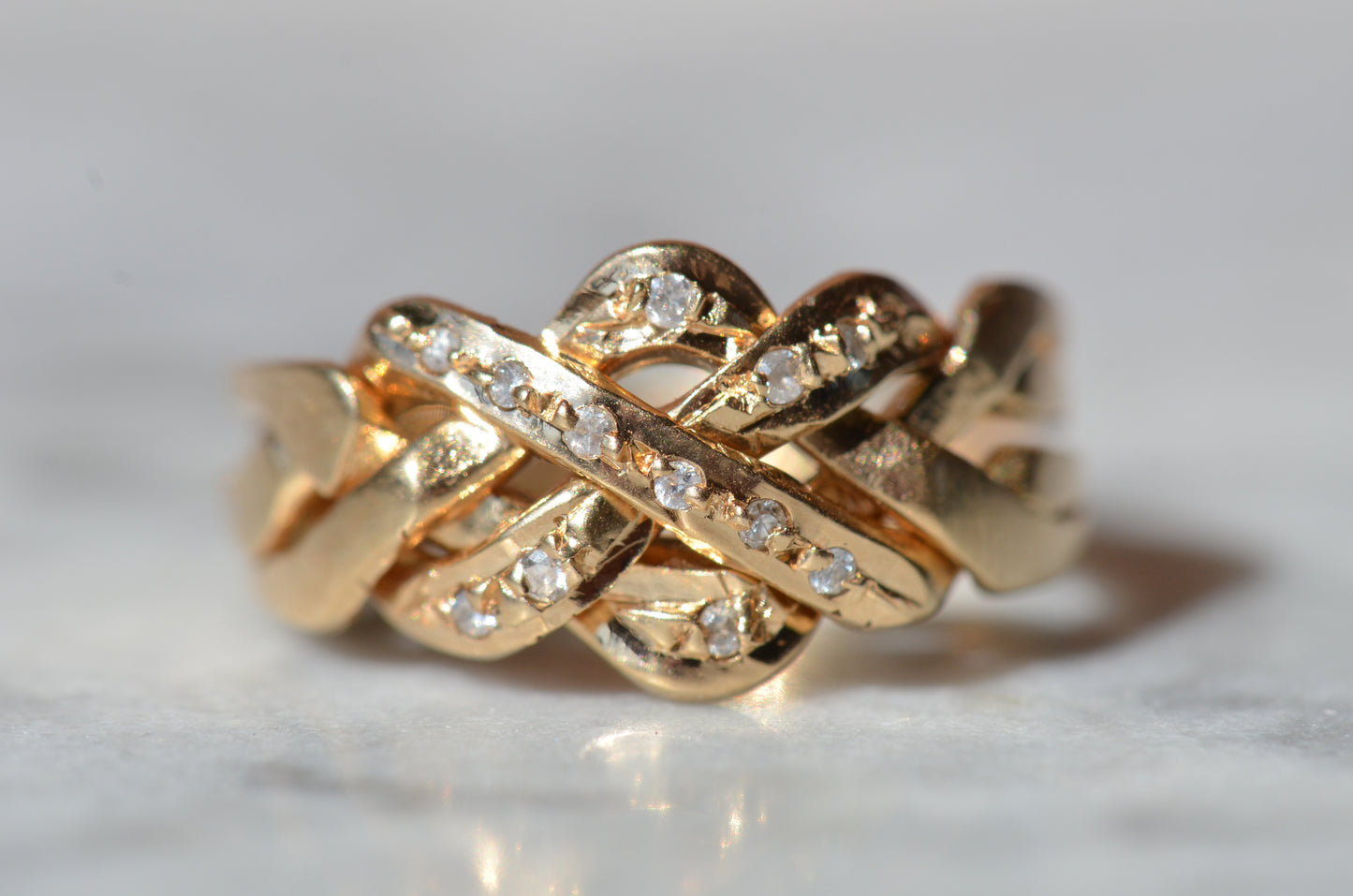 Diamond Studded Vintage Puzzle Ring