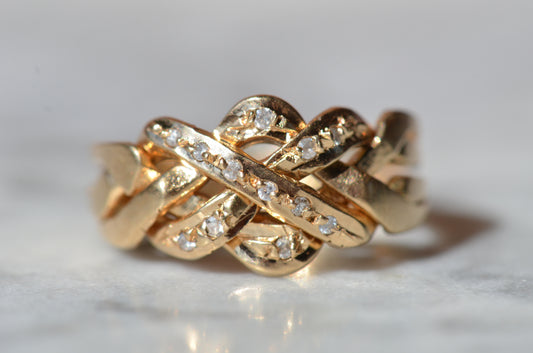 Diamond Studded Vintage Puzzle Ring