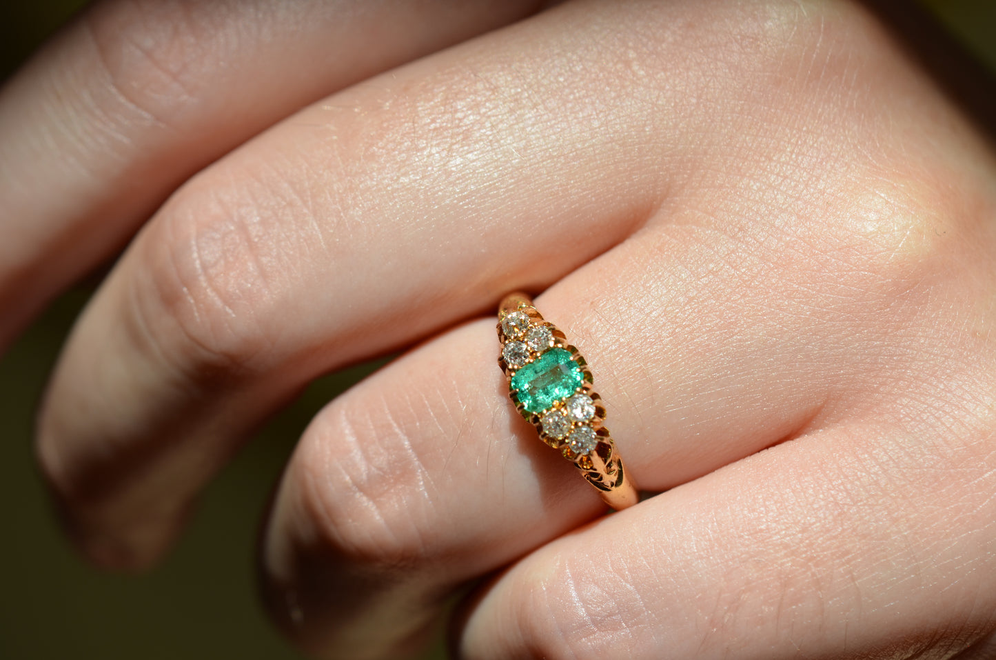 Vibrant Antique Emerald Cluster Ring