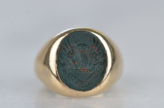 Dramatic Vintage Bloodstone Family Crest