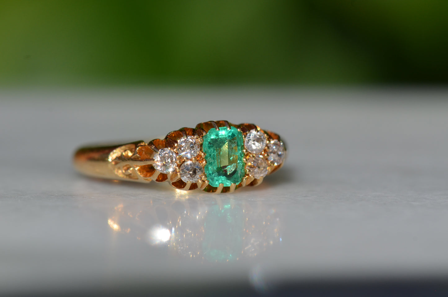 Vibrant Antique Emerald Cluster Ring