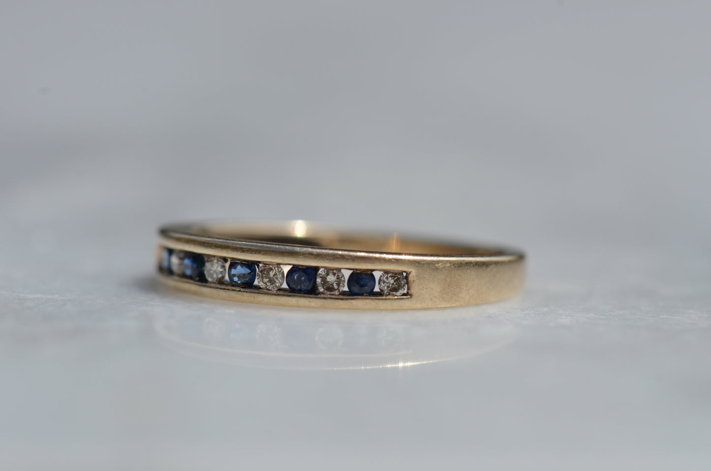Charming Vintage Sapphire and Diamond Half Eternity