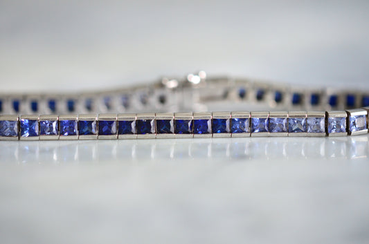 Beautiful Synthetic Sapphire Gradient Estate Tennis Bracelet