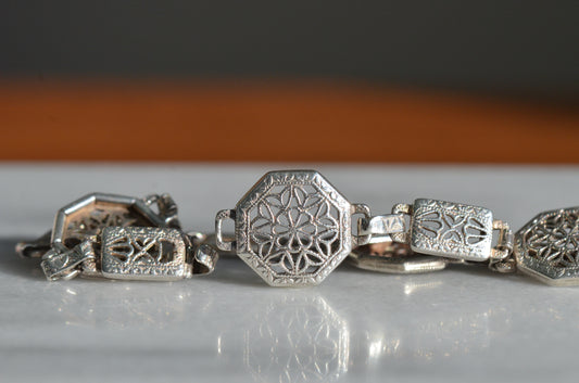 Fine Edwardian Silver Lace Bracelet