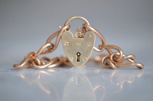 Soft Rosy Gold Vintage Padlock Bracelet