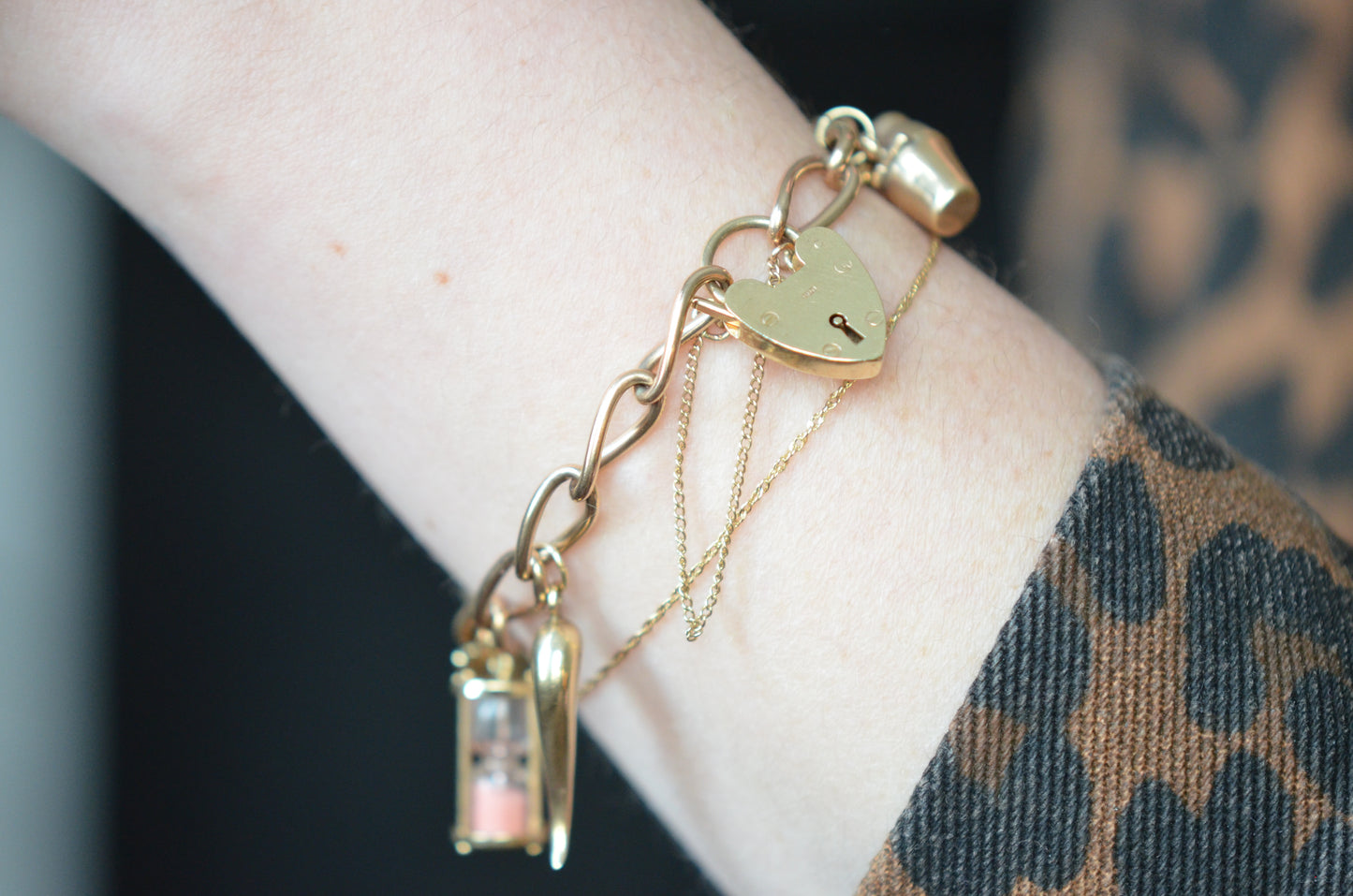 Soft Rosy Gold Vintage Padlock Bracelet