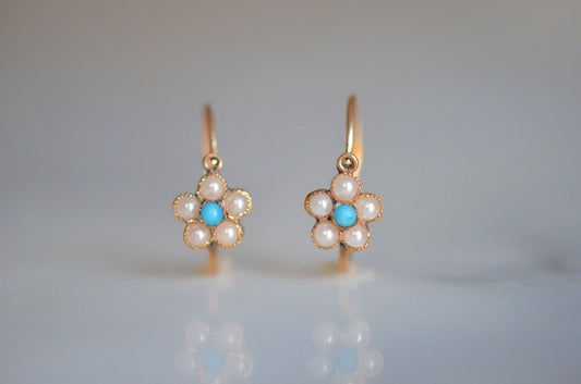 Dainty 1930s Floral Dormeuses Hoops