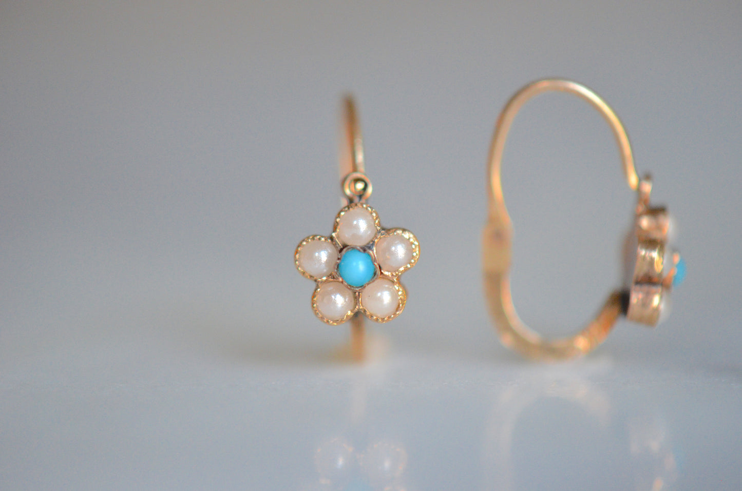 Dainty 1930s Floral Dormeuses Hoops