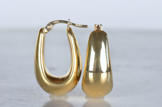 Curvy Oblong Gold Estate Hoops