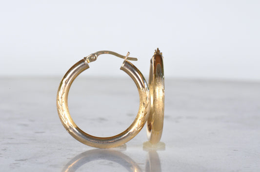 Textured Gold Estate Hoops