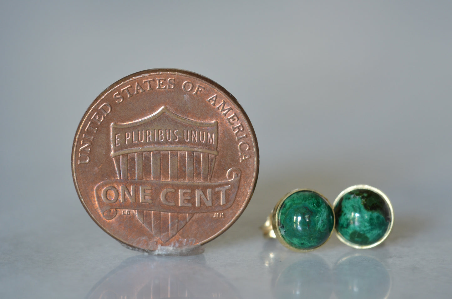 Vibrant Faux-Malachite Button Studs