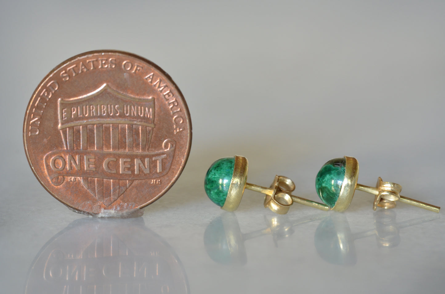 Vibrant Faux-Malachite Button Studs