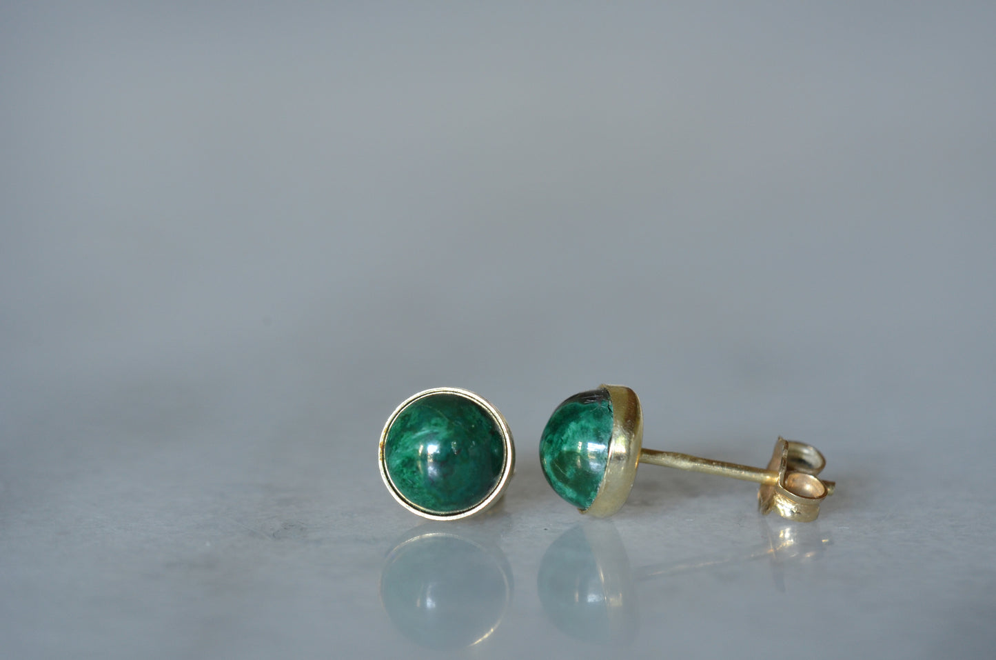 Vibrant Faux-Malachite Button Studs