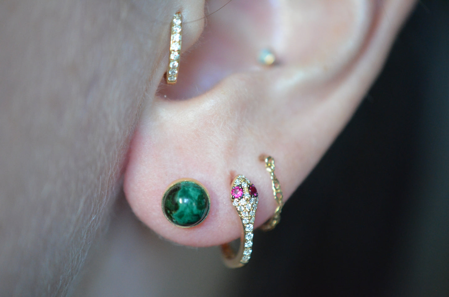 Vibrant Faux-Malachite Button Studs