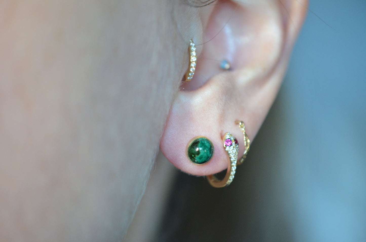 Vibrant Faux-Malachite Button Studs