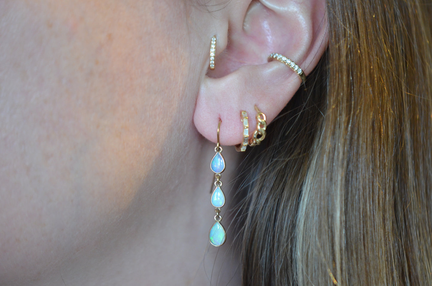 Dainty Opal Pear Drop Earrings