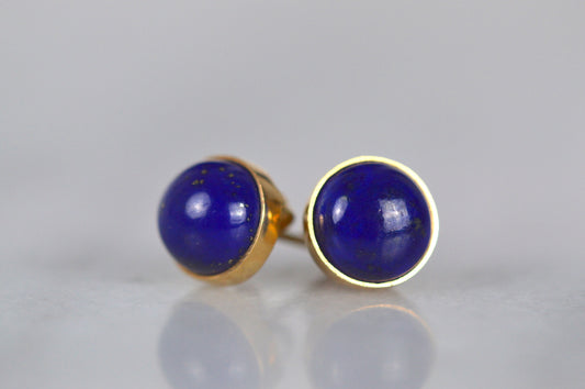 Rich Vintage Lapis Lazuli Button Studs
