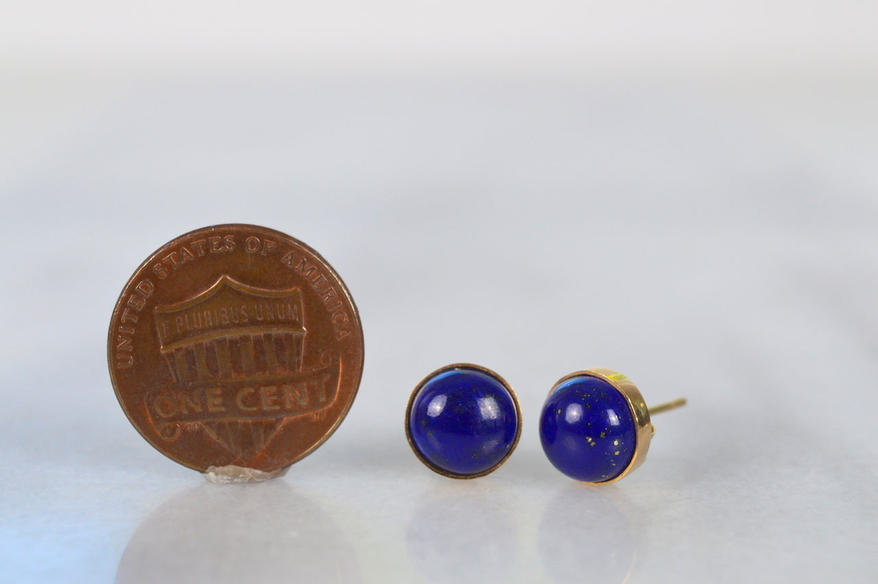 Rich Vintage Lapis Lazuli Button Studs