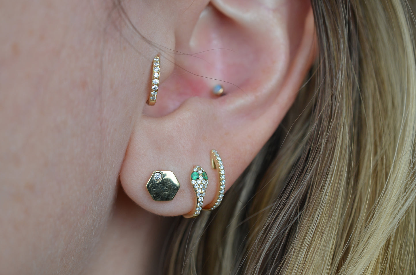 Estate Geometric Diamond Plate Studs