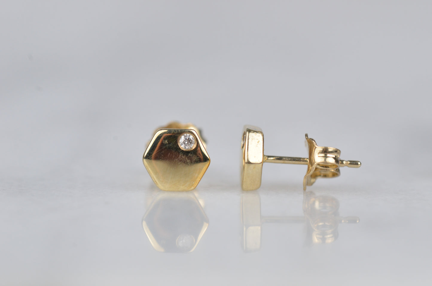 Estate Geometric Diamond Plate Studs