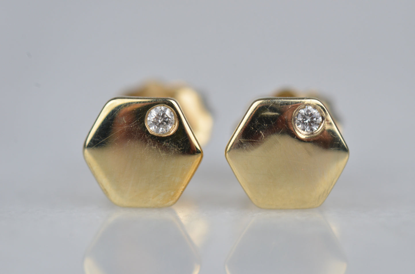Estate Geometric Diamond Plate Studs