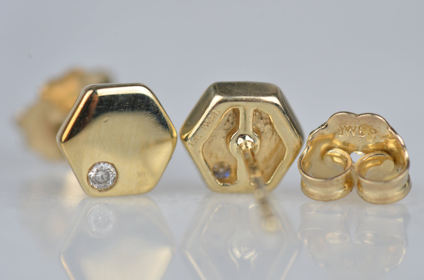 Estate Geometric Diamond Plate Studs