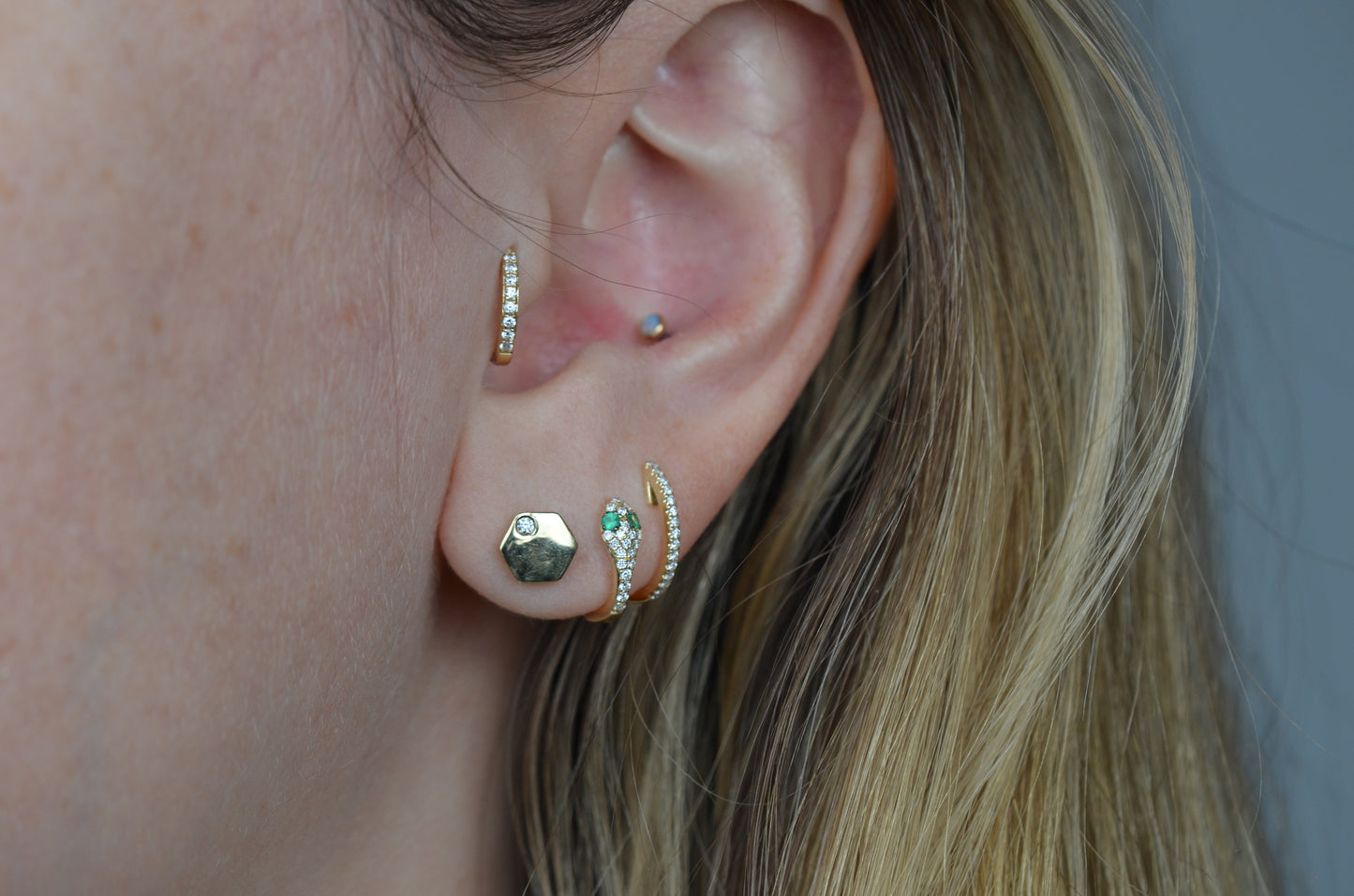 Estate Geometric Diamond Plate Studs