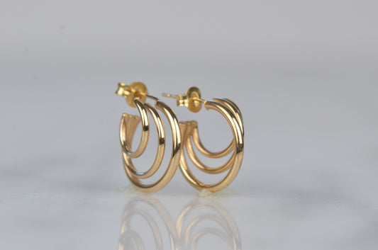 Swirling Vintage Triple Hoops