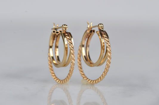 Textured Vintage Rope Triple Hoops