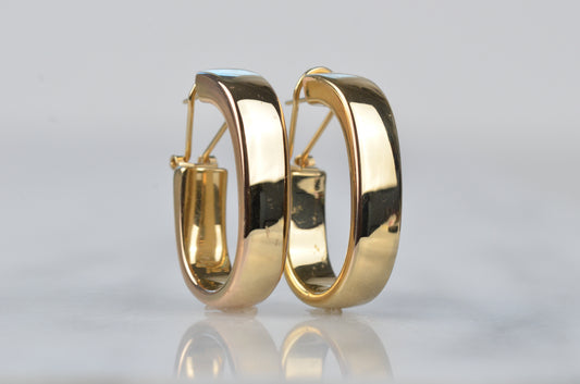 Dramatic Vintage Gold Oblong Hoops