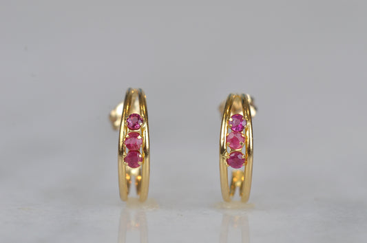 Sweet Vintage Ruby Demi Hoops