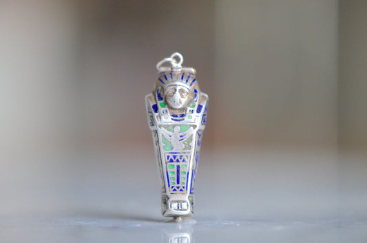 Vibrant Silver and Enamel Sarcophagus Charm
