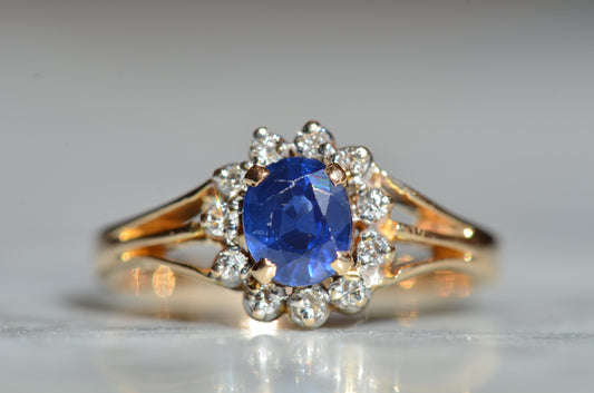 Classic Vintage Sapphire Halo Ring