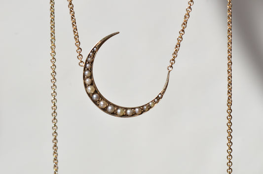 Antique Pearl Crescent Conversion Necklace