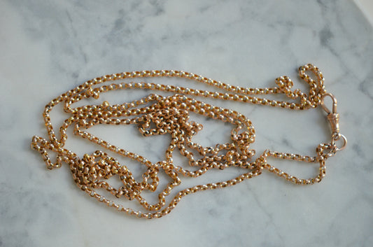 Lightweight and Long Antique Gold Muff Chain