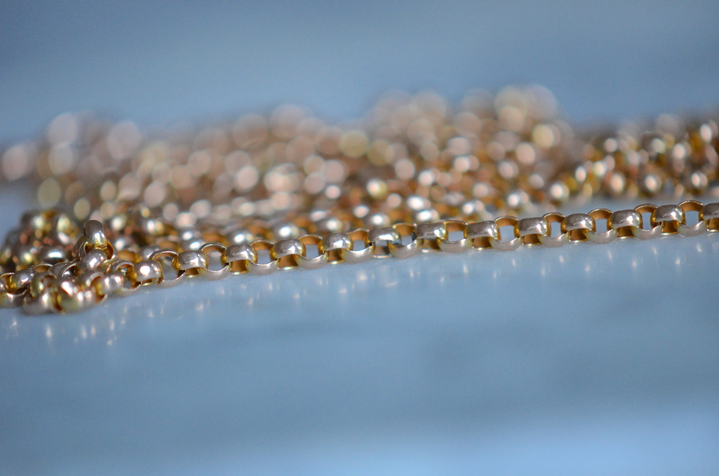 Lightweight and Long Antique Gold Muff Chain