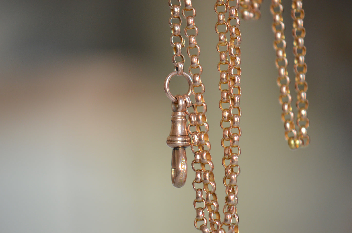 Lightweight and Long Antique Gold Muff Chain