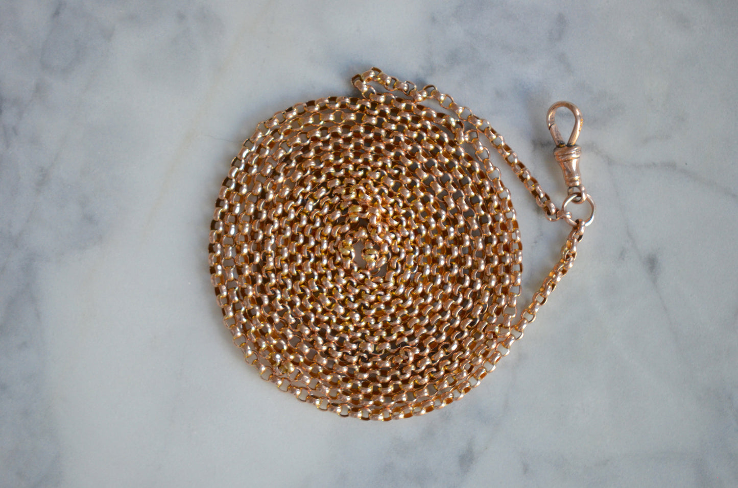 Lightweight and Long Antique Gold Muff Chain