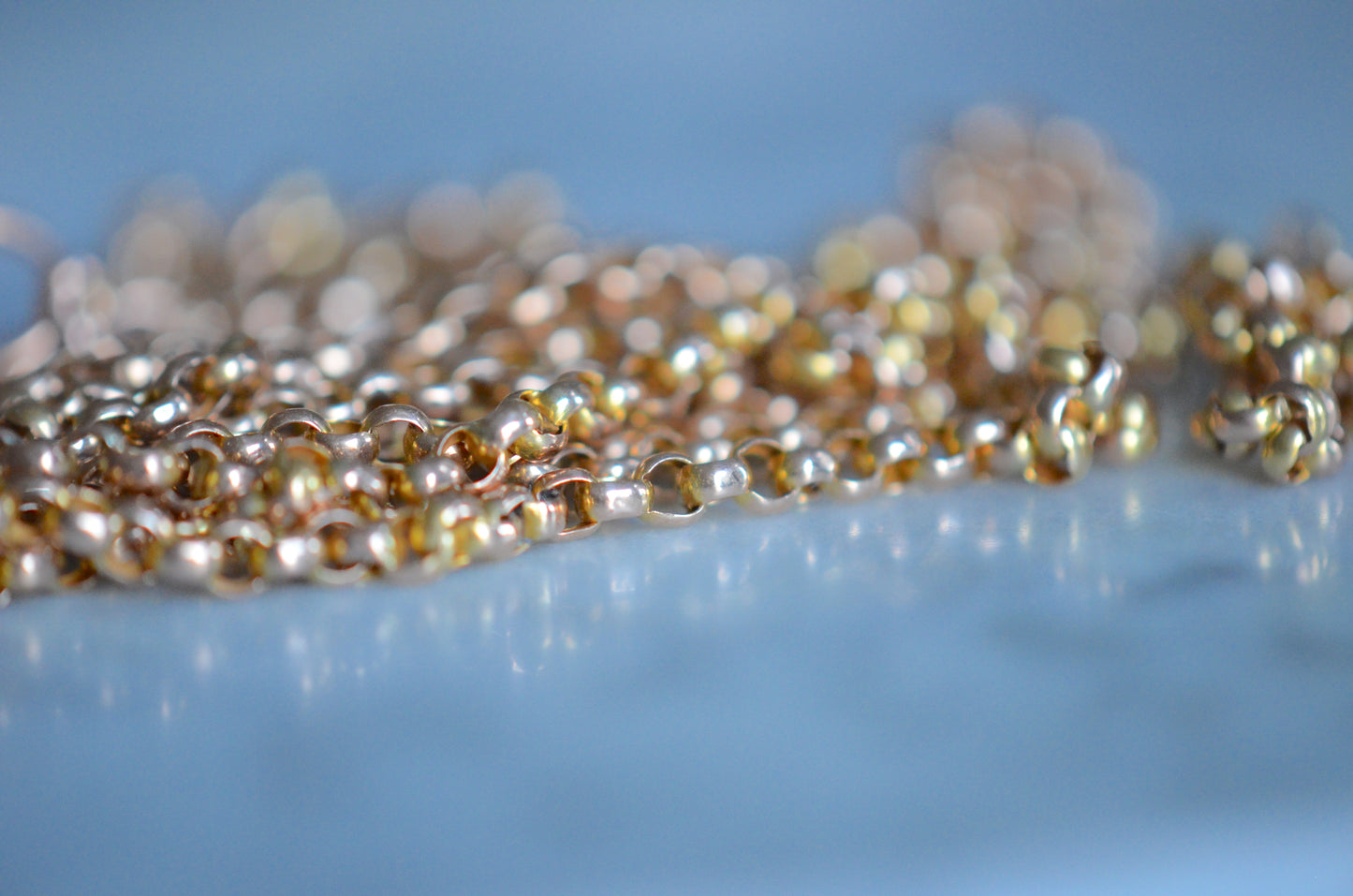 Lightweight and Long Antique Gold Muff Chain