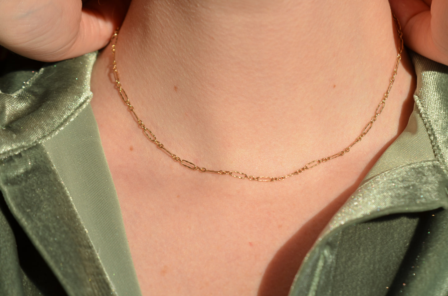Dainty Vintage Trombone Link Necklace