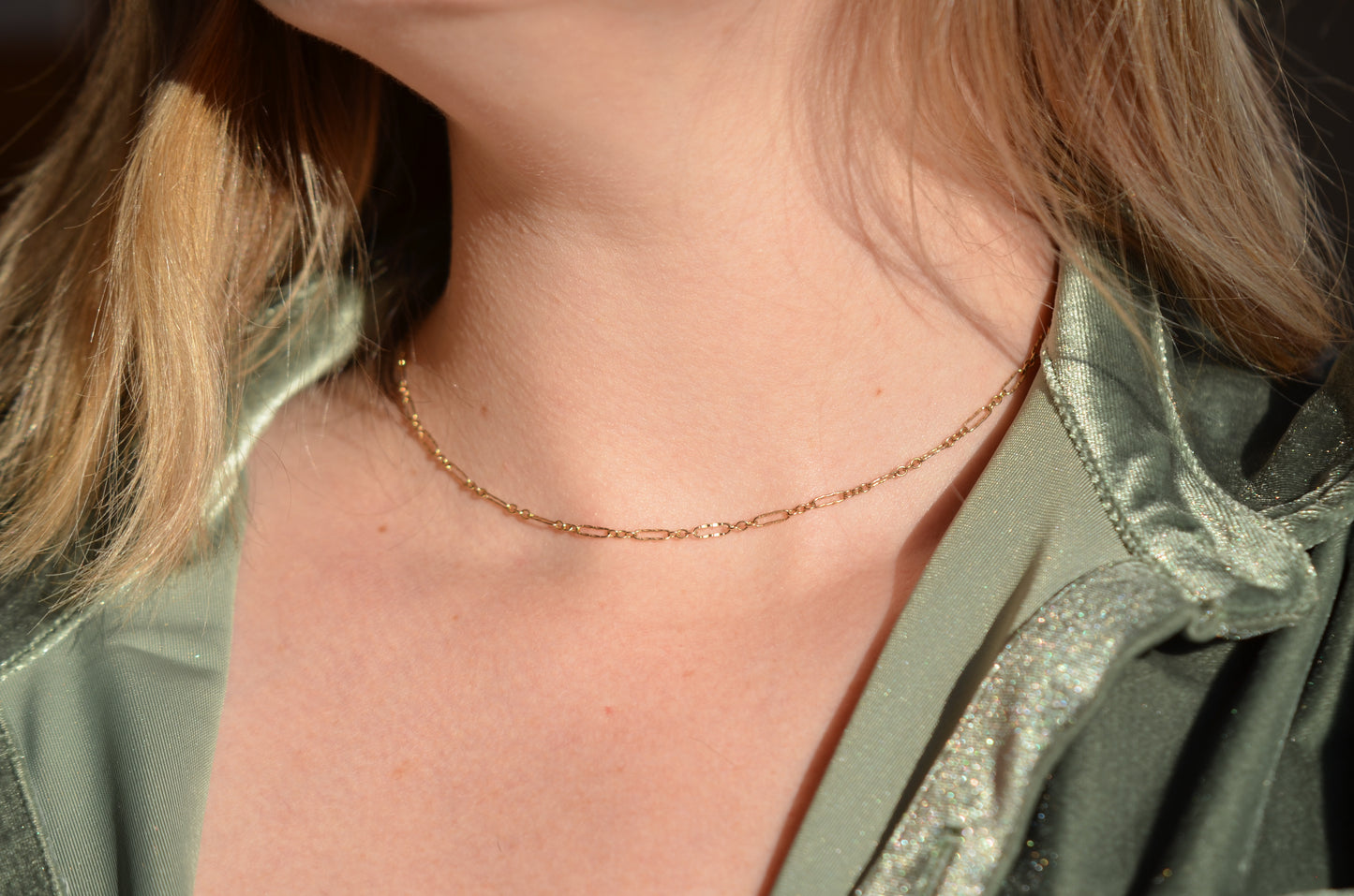 Dainty Vintage Trombone Link Necklace