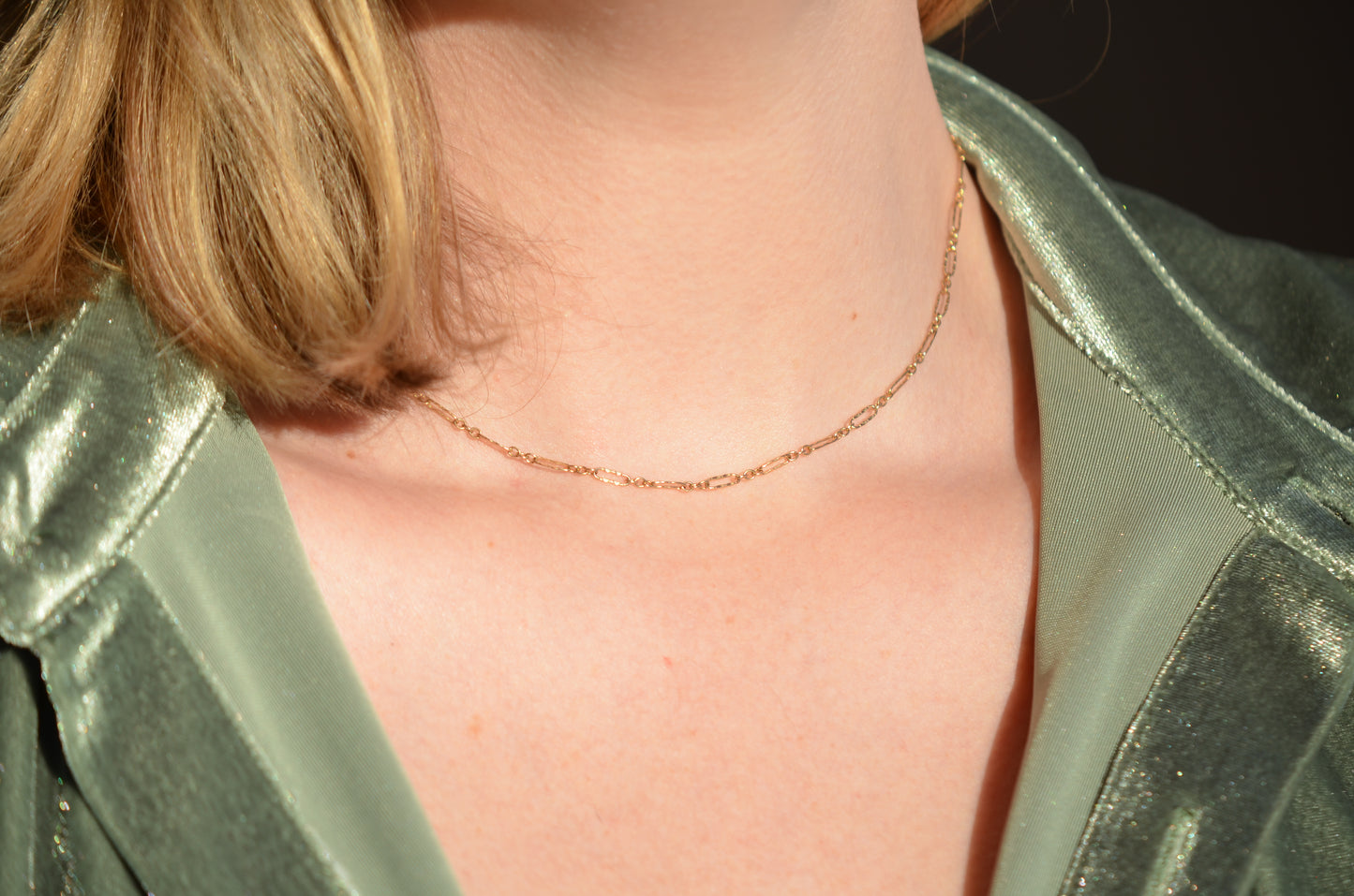 Dainty Vintage Trombone Link Necklace