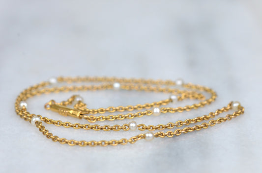 Refined Antique Pearl Station Necklace