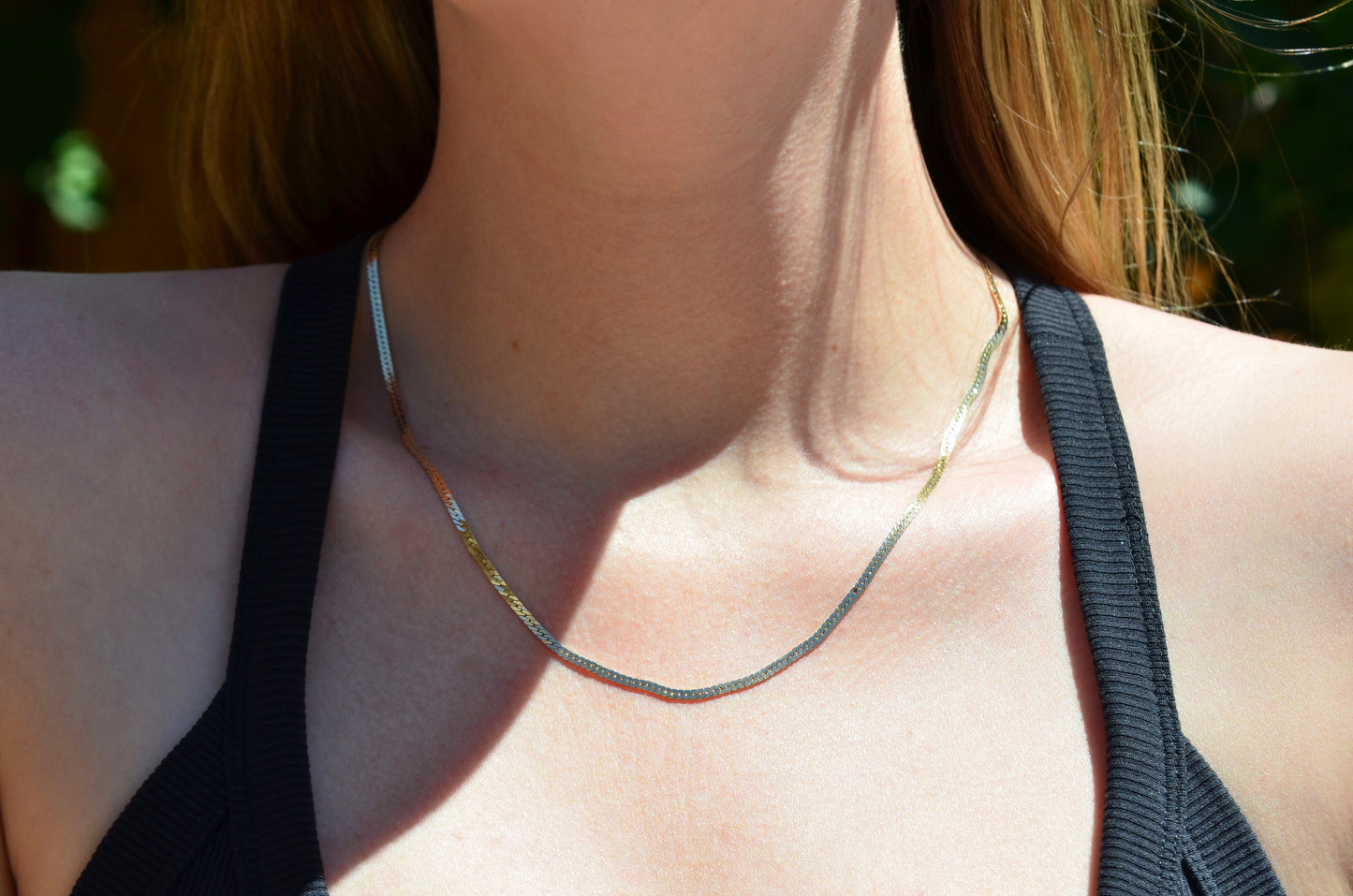 Slim Vintage Herringbone Chain